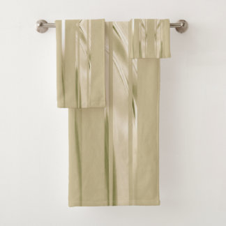 Almond-Pearl Stripe Bath Towel Set