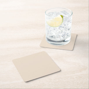 Almond solid colour square paper coaster