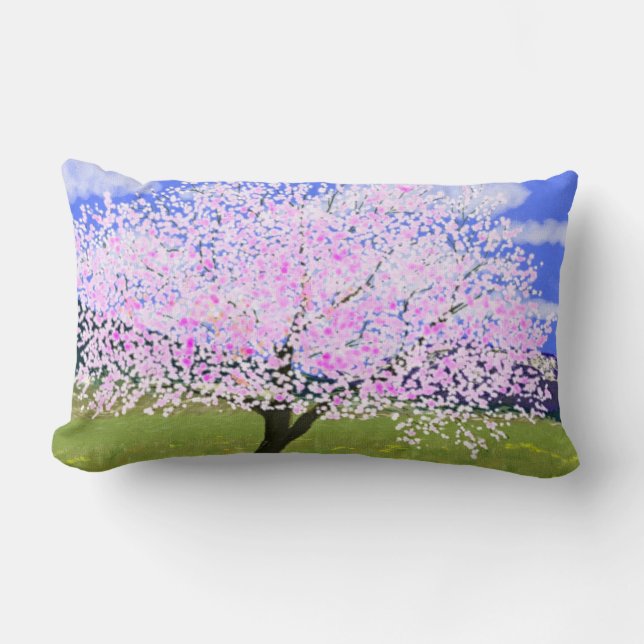 Almond Tree in Bloom Lumbar Cushion (Front)