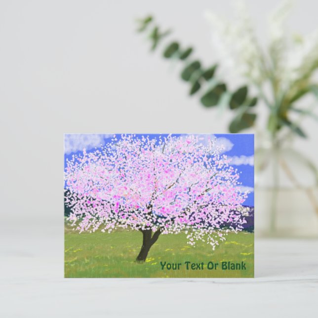Almond Tree in Bloom Postcard (Standing Front)