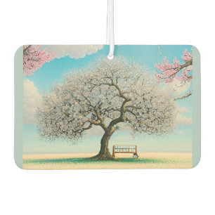 Almond tree in daisies field by CallisC Arts Car Air Freshener