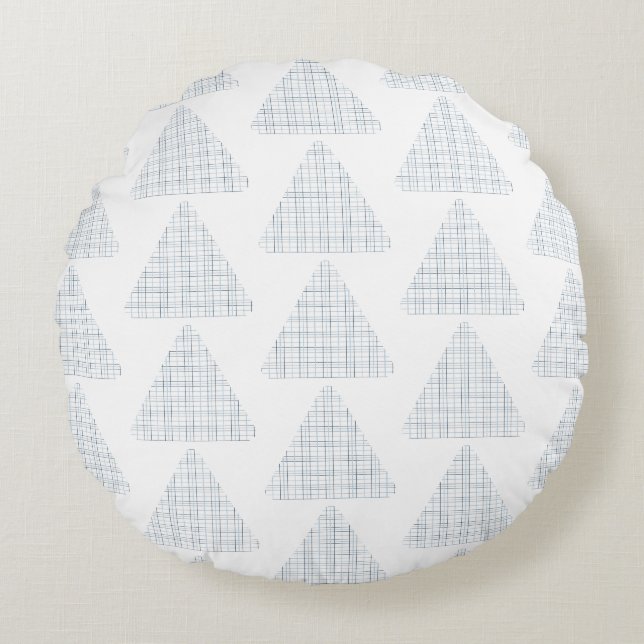 Almost A Tartan Triangle Blue Round Pillow (Front)