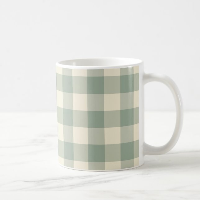Almost Awake Gingham - Along the River plaid. Coffee Mug (Right)
