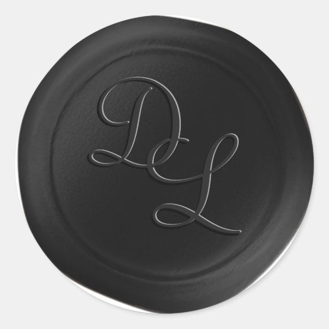 Almost Black 2 Letter Monogram Wax Seal Stickers (Front)