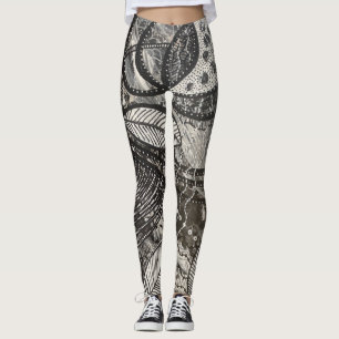 Almost Everywhere 3 Black & White Acrylic Painting Leggings