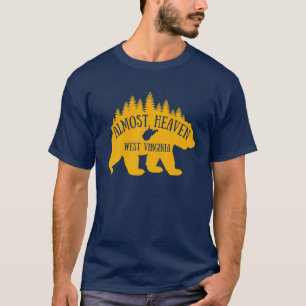 Almost Heaven West Virginia WV State Map Bear Natu T-Shirt