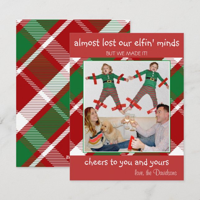 "Almost Lost Elfin' Minds" Funny Christmas Card (Front/Back)