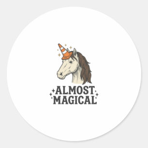 Almost Magical Unicorn Cone Vintage Graphic T-Shir Classic Round Sticker