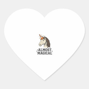 Almost Magical Unicorn Cone Vintage Graphic T-Shir Heart Sticker