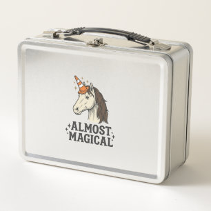 Almost Magical Unicorn Cone Vintage Graphic T-Shir Metal Lunch Box