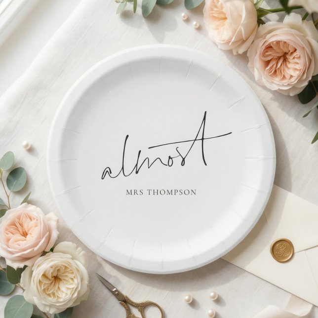 Almost Mrs Name Bridal Shower Paper Plate (Creator Uploaded)
