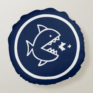 Almost Navy blue fish nautical Round Cushion