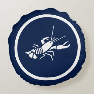 Almost Navy blue Lobster nautical Round Cushion