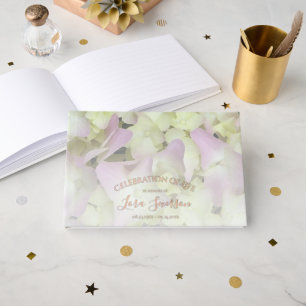 Almost Pink Hydrangea Celebration of Life Memorial Guest Book