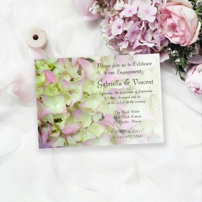 Almost Pink Hydrangea Floral Engagement Party Invitation (Creator Uploaded)