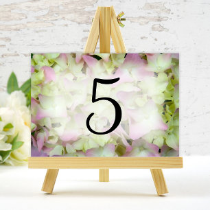 Almost Pink Hydrangea Floral Wedding Table Numbers