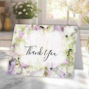 Almost Pink Hydrangea Flower Watercolor Sympathy Thank You Card