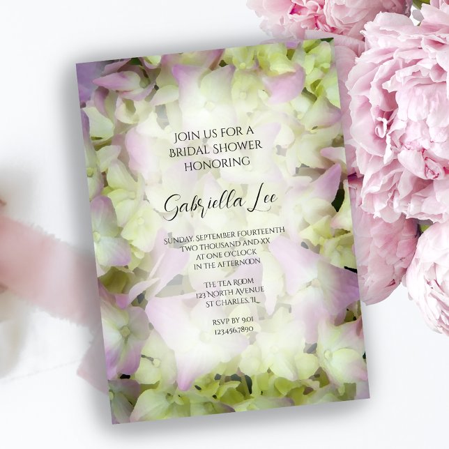 Almost Pink Hydrangea Flowers Bridal Shower Invitation (Creator Uploaded)