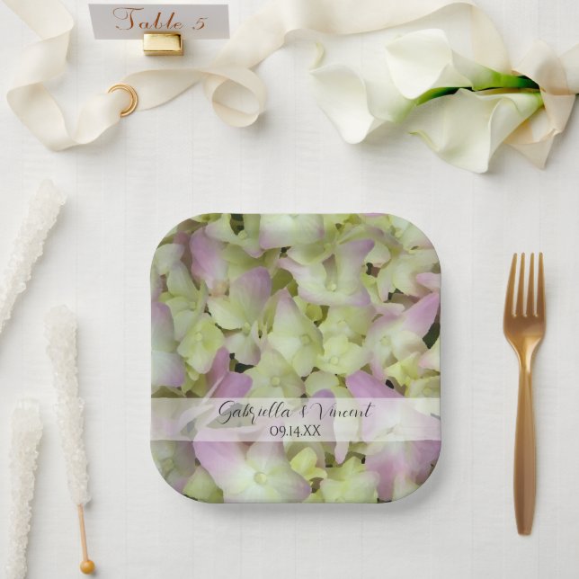 Almost Pink Hydrangea Flowers Wedding Paper Plate (Wedding)