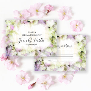 Almost Pink Hydrangea Share a Memory Funeral  Card