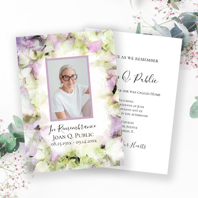 Almost Pink Hydrangea Watercolor Death Anniversary Invitation (Creator Uploaded)