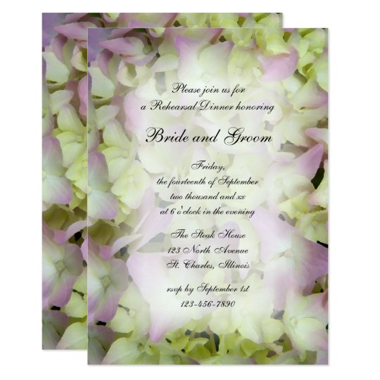 Almost Pink Hydrangea Wedding Rehearsal Dinner Card