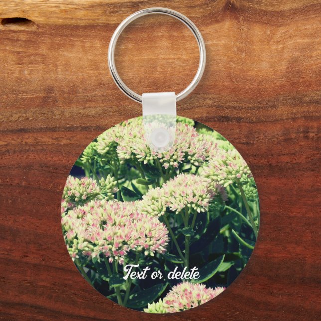 Almost Sedum Flower Personalised Key Ring (Front)
