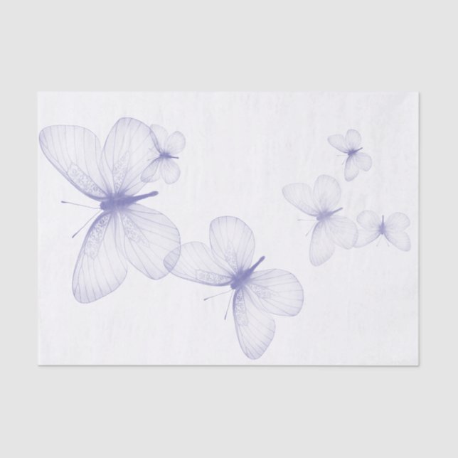 Almost Translucent Purple Butterflies Tissue Paper (Front)