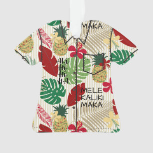ALO-HO-HO-HA Hawaiian Tropical Holiday Aloha Shirt Ornament