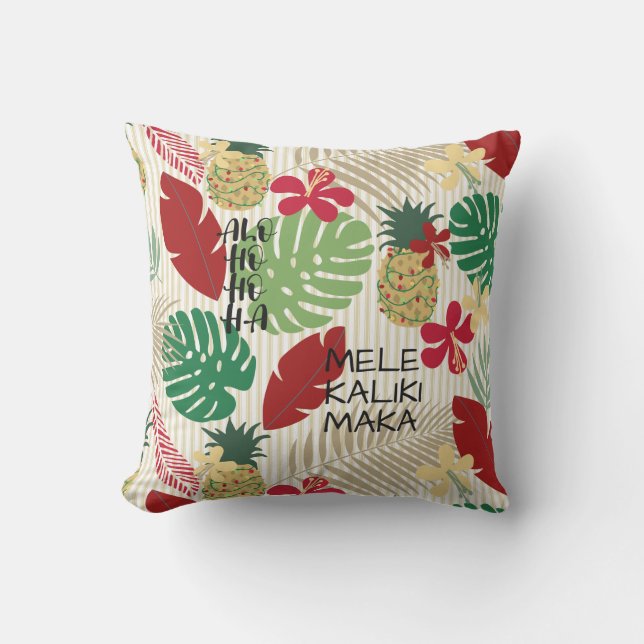 ALO-HO-HO-HA Hawaiian Tropical Holiday  Cushion (Front)