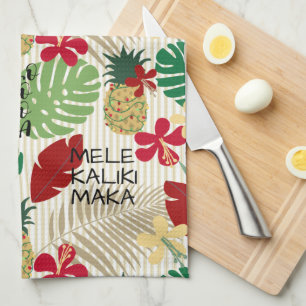 ALO-HO-HO-HA Hawaiian Tropical Holiday Tea Towel