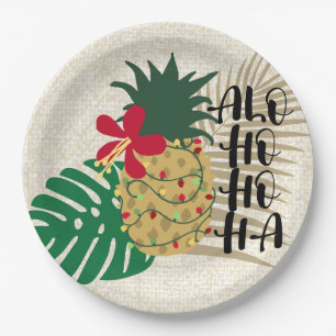 ALO-HO-HO-HA Hawaiian Tropical Pineapple Paper Plate