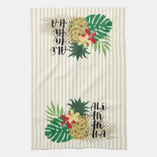 ALO-HO-HO-HA Hawaiian Tropical Pineapple Tea Towel
