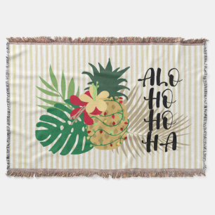 ALO-HO-HO-HA Hawaiian Tropical Pineapple Throw Blanket
