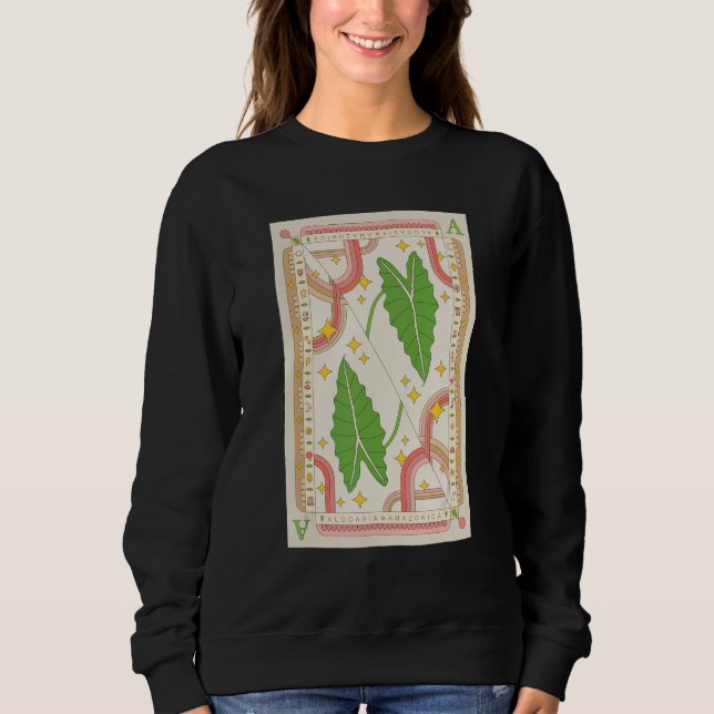 Alocasia Polly Houseplant Illustration Playing Car Sweatshirt (Front)