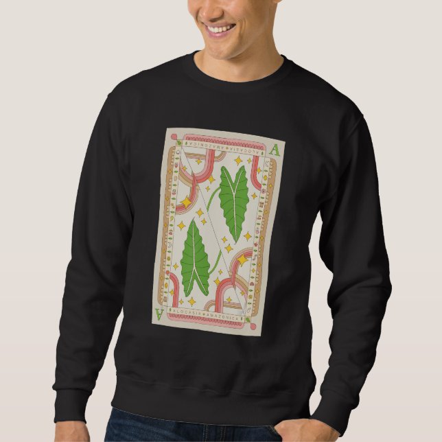 Alocasia Polly Houseplant Illustration Playing Car Sweatshirt (Front)