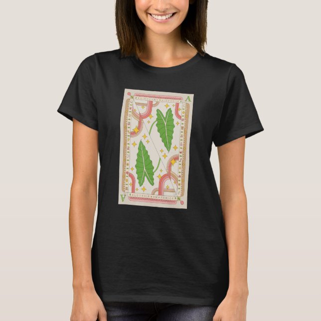 Alocasia Polly Houseplant Illustration Playing Car T-Shirt (Front)