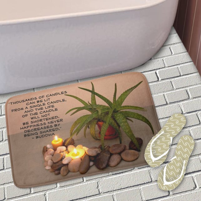 Aloe Candles and River Rocks Happiness Quote Bath Mat (Creator Uploaded)
