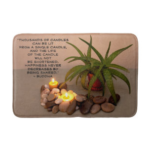 Aloe Candles and River Rocks Happiness Quote Bath Mat