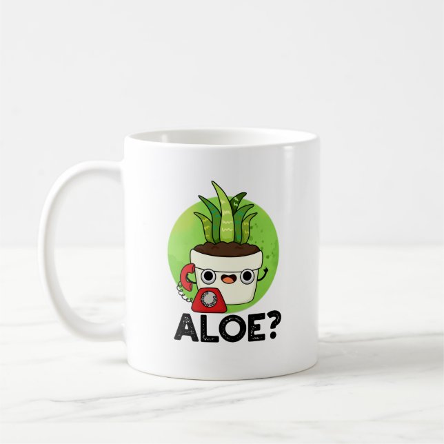 Aloe Funny Hello Aloe Vera Plant Pun Coffee Mug (Left)