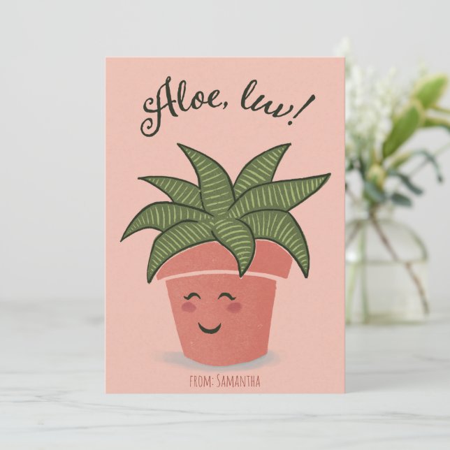 Aloe, love - succulent - Valentine Holiday Card (Standing Front)