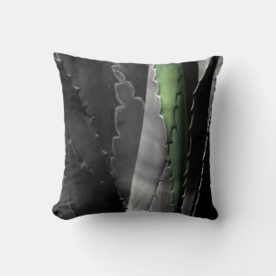 Aloe - Macro Fine Art Photograph in Black & White Cushion