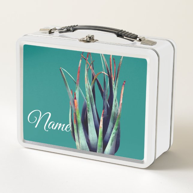 ALoe Plant Photo Custom Name Lunchbox (Front)