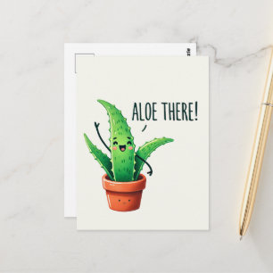 Aloe There! Cute Aloe Vera Plant Postcard