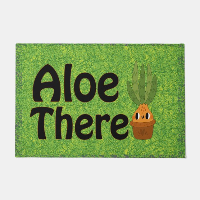 Aloe There, Funny Plant Pun Welcome  Doormat (Front)