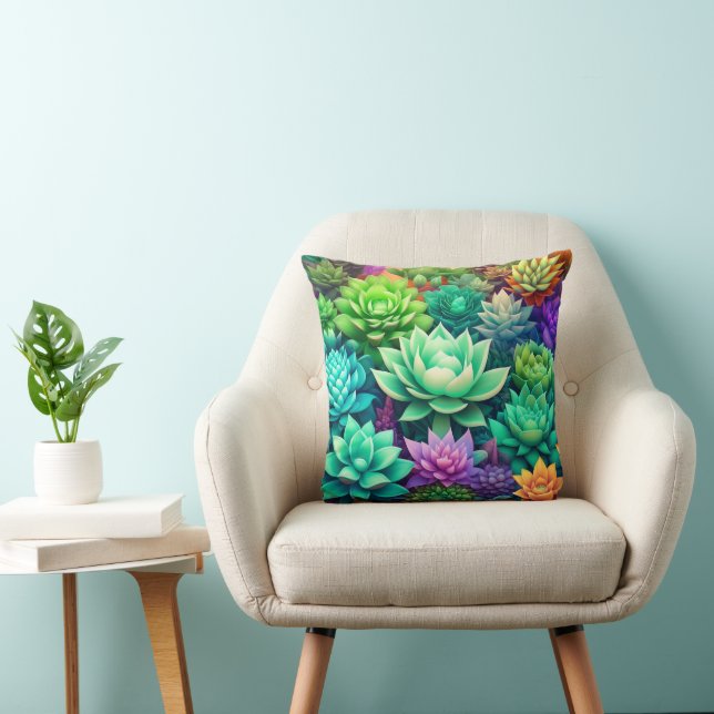 Aloe Vera and Succulents Collage Cushion (Chair)