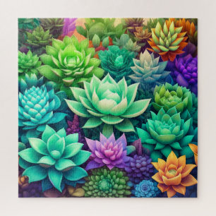 Aloe Vera and Succulents Collage Jigsaw Puzzle
