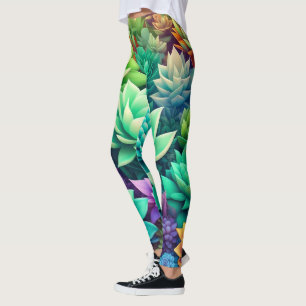 Aloe Vera and Succulents Collage Leggings