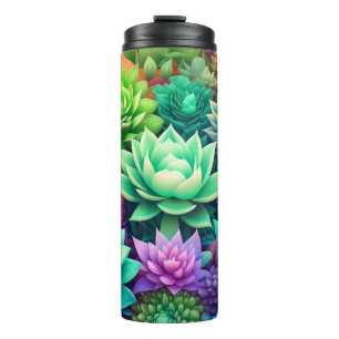 Aloe Vera and Succulents Collage  Thermal Tumbler