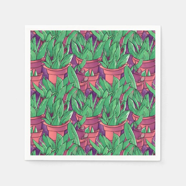 Aloe Vera in Pots Pattern Napkin (Front)